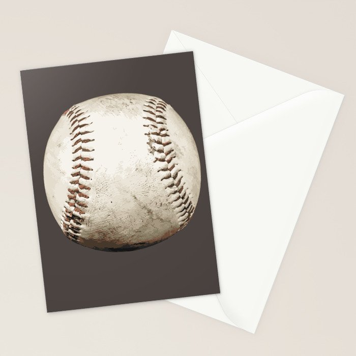 Big Baseball Illustration brown Stationery Card Gallery Image 2