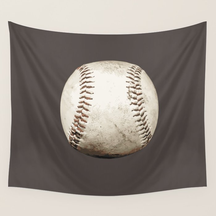 Big Baseball Illustration brown Wall Tapestry Gallery Image 4