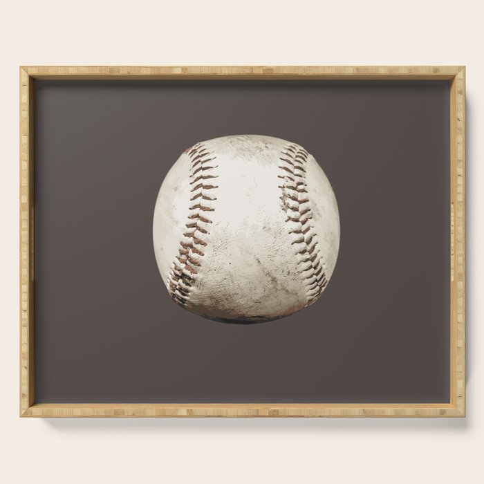 Big Baseball Illustration brown Serving Tray Gallery Image 1