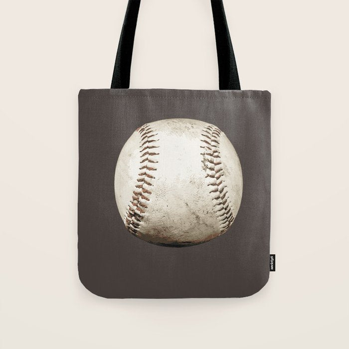 Big Baseball Illustration brown Tote Bag Gallery Image 1