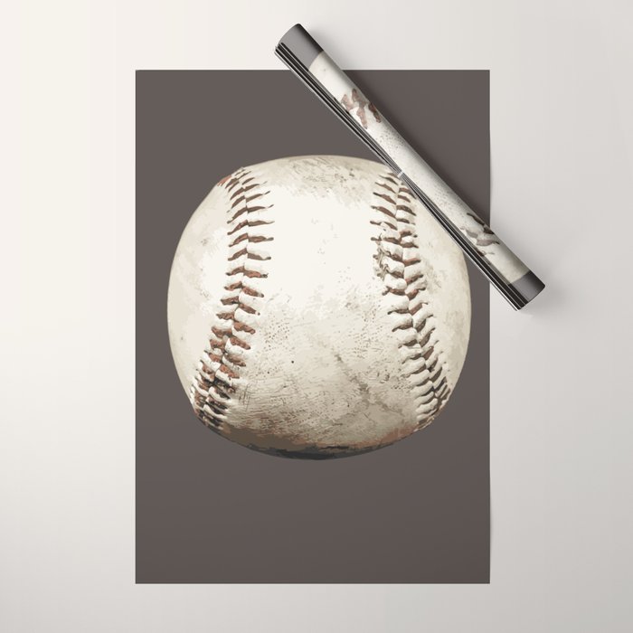 Big Baseball Illustration brown Wrapping Paper Gallery Image 1