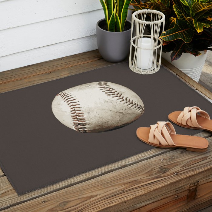 Big Baseball Illustration brown Outdoor Rug Gallery Image 2