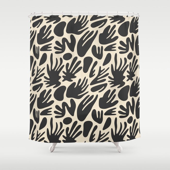 Abstract black and white organic shape pattern Shower Curtain Gallery Image 1
