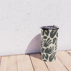Abstract black and white organic shape pattern Travel Mug Gallery Image 4