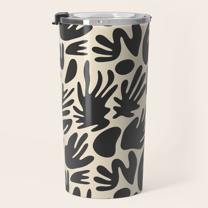 Abstract black and white organic shape pattern Travel Mug Gallery Image 3