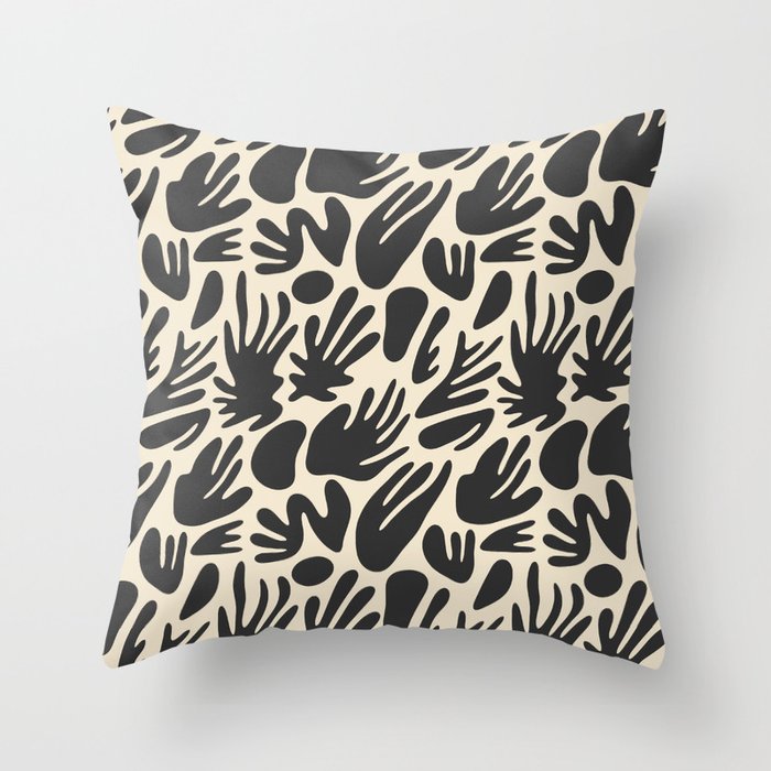 Abstract black and white organic shape pattern Throw Pillow Gallery Image 1