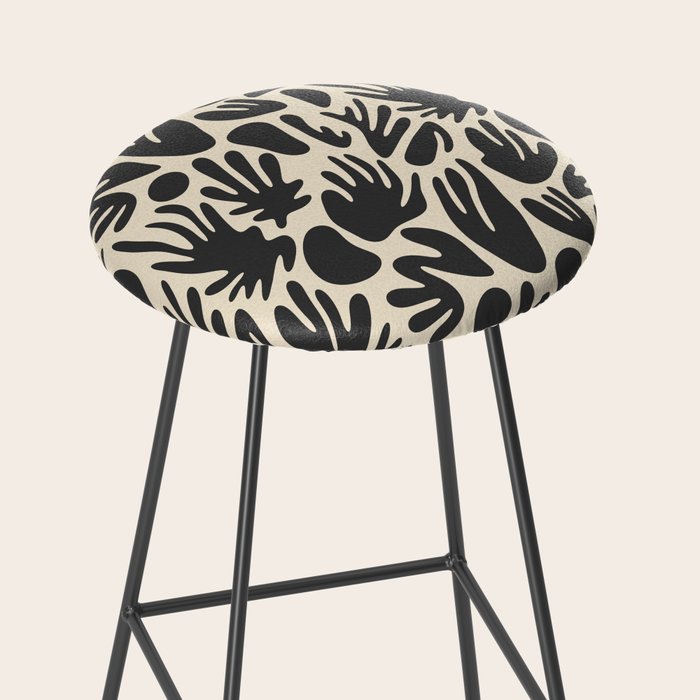Abstract black and white organic shape pattern Stool Gallery Image 2