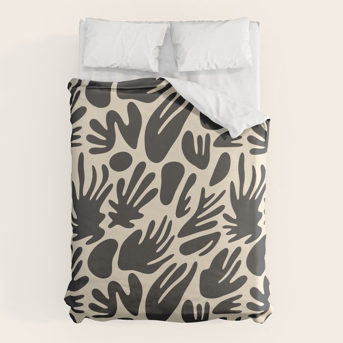 Abstract black and white organic shape pattern Duvet Cover Gallery Image 6