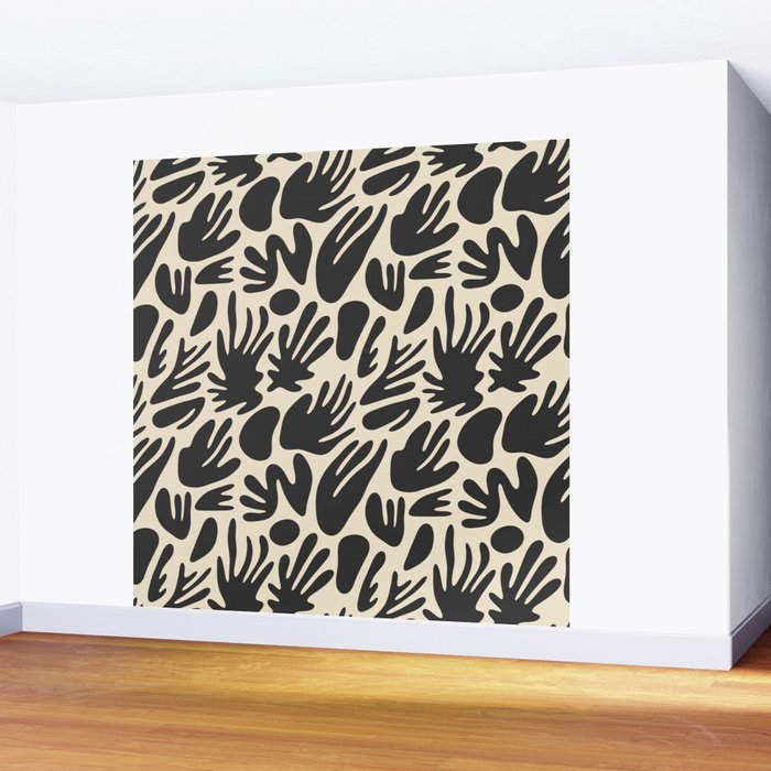Abstract black and white organic shape pattern Wall Mural Gallery Image 2