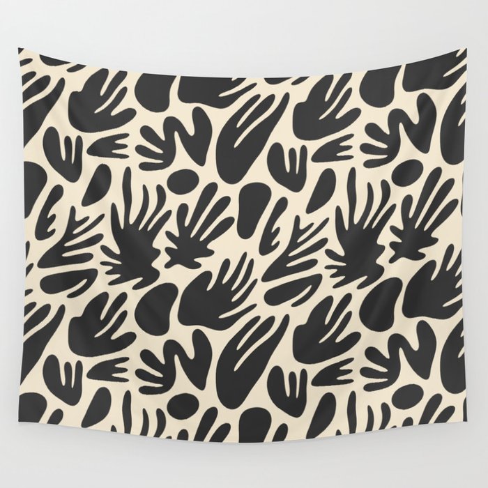 Abstract black and white organic shape pattern Wall Tapestry Gallery Image 4