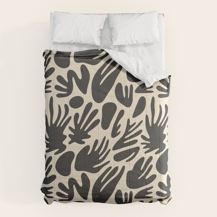 Abstract black and white organic shape pattern Comforter Gallery Image 6