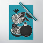 Line Art Pomegranates 4 Wrapping Paper Gallery Image 1