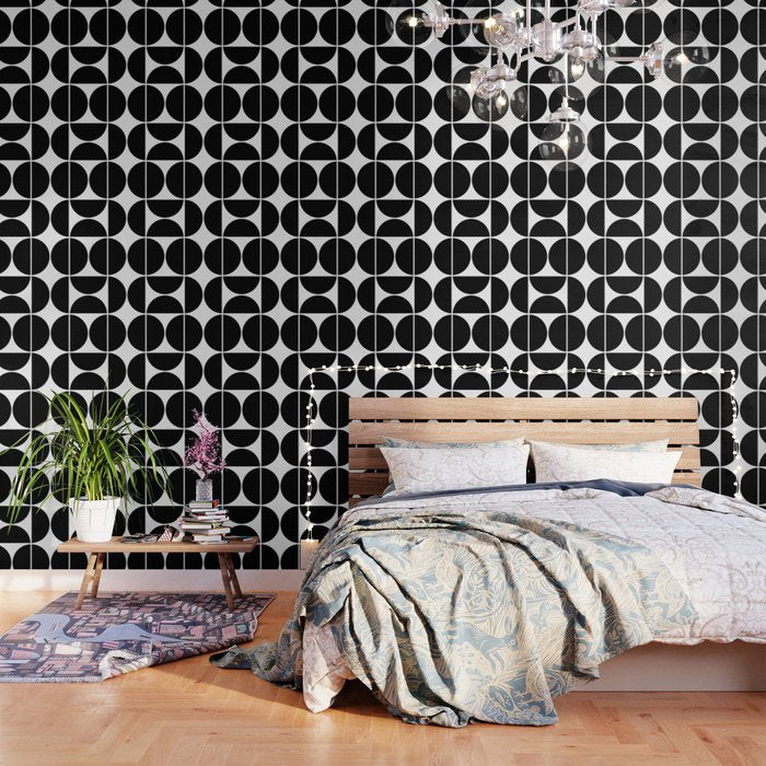 Mid Century Modern Black Square Wallpaper Gallery Image 3