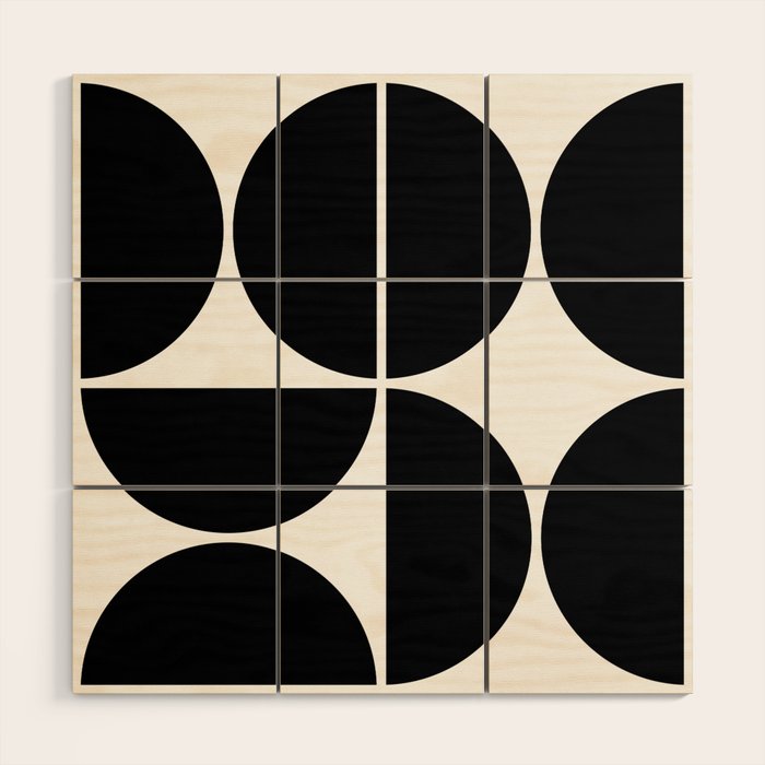 Mid Century Modern Black Square Wood Wall Art Gallery Image 1
