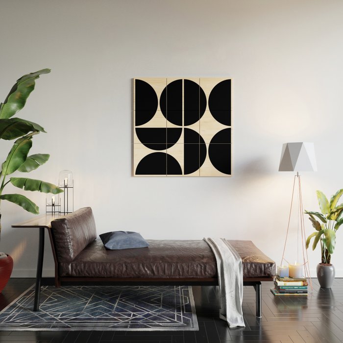 Mid Century Modern Black Square Wood Wall Art Gallery Image 2