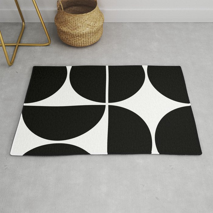 Mid Century Modern Black Square Rug Gallery Image 1