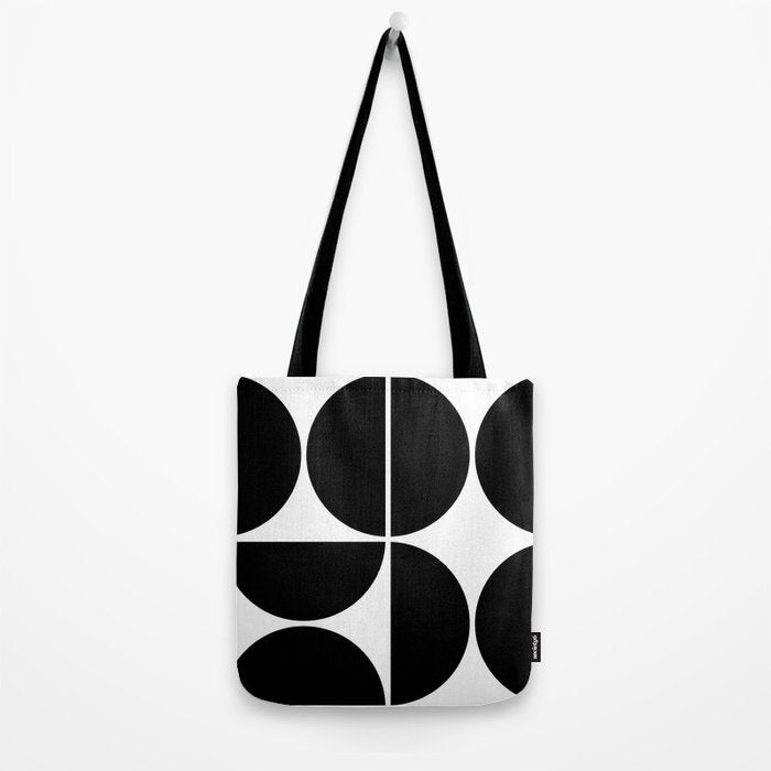 Mid Century Modern Black Square Tote Bag Gallery Image 2