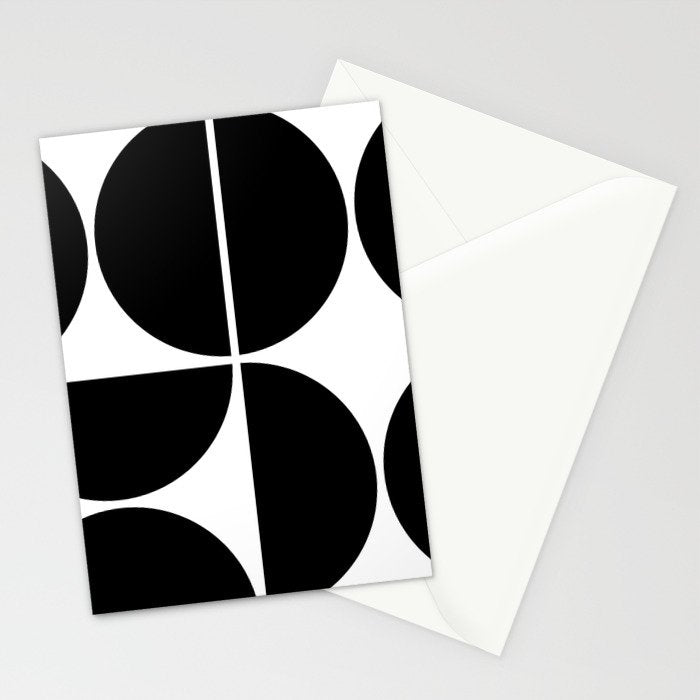 Mid Century Modern Black Square Stationery Card Gallery Image 2