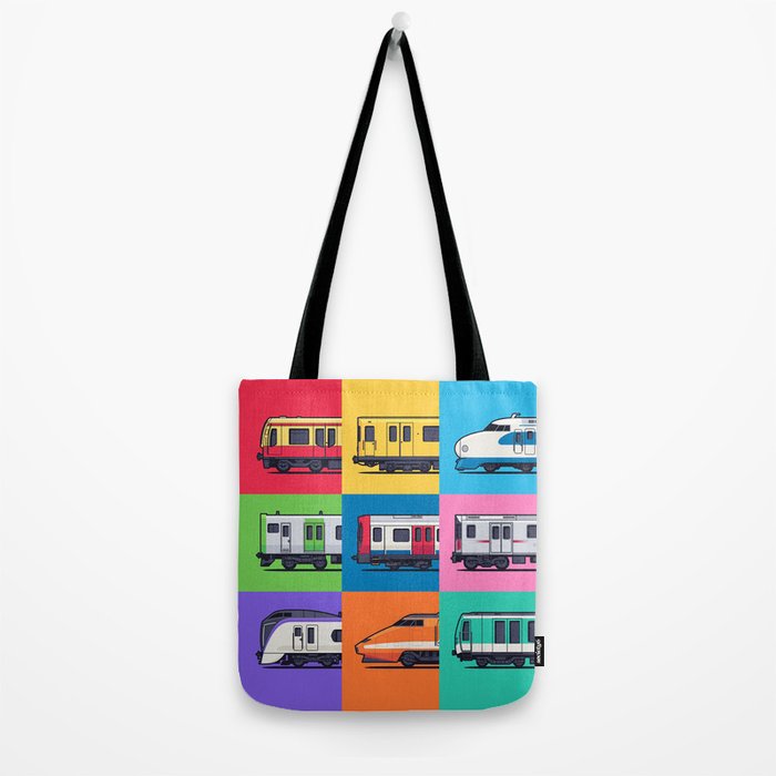World Trains Grid Pattern Tote Bag Gallery Image 2