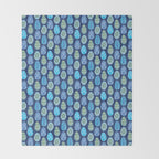 Colorful Folk Art Easter Eggs in Teal & Navy Blue Throw Blanket Gallery Image 2