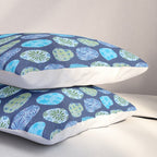 Colorful Folk Art Easter Eggs in Teal & Navy Blue Pillow Sham Gallery Image 3