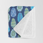 Colorful Folk Art Easter Eggs in Teal & Navy Blue Throw Blanket Gallery Image 3