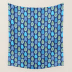Colorful Folk Art Easter Eggs in Teal & Navy Blue Wall Tapestry Gallery Image 4