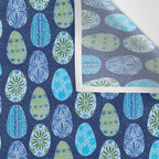 Colorful Folk Art Easter Eggs in Teal & Navy Blue Wall Tapestry Gallery Image 3