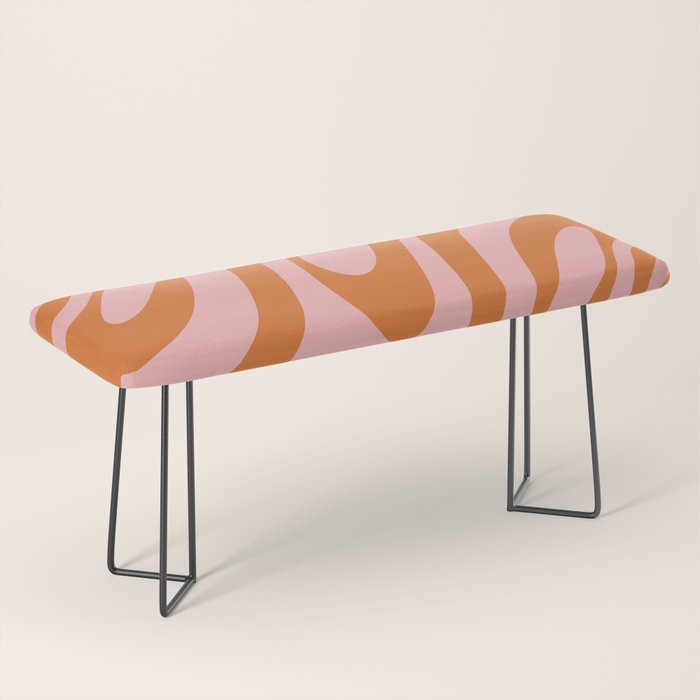 Wavy Loops Retro Abstract Pattern Pink Orange Bench Gallery Image 1