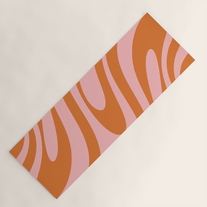 Wavy Loops Retro Abstract Pattern Pink Orange Yoga Mat Gallery Image 1