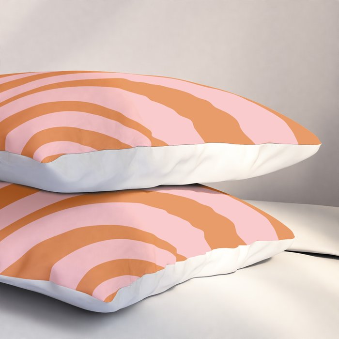 Wavy Loops Retro Abstract Pattern Pink Orange Pillow Sham Gallery Image 3