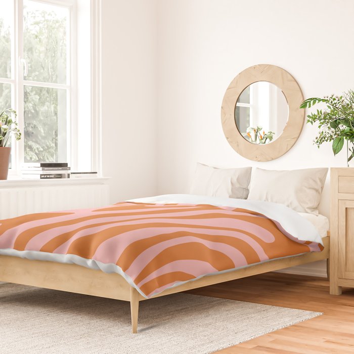 Wavy Loops Retro Abstract Pattern Pink Orange Duvet Cover Gallery Image 2
