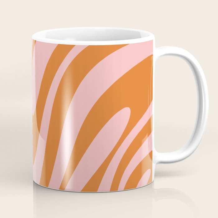 Wavy Loops Retro Abstract Pattern Pink Orange Coffee Mug Gallery Image 1