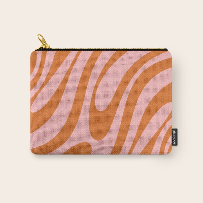 Wavy Loops Retro Abstract Pattern Pink Orange Carry All Pouch Gallery Image 1