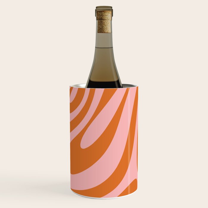 Wavy Loops Retro Abstract Pattern Pink Orange Wine Chiller Gallery Image 2