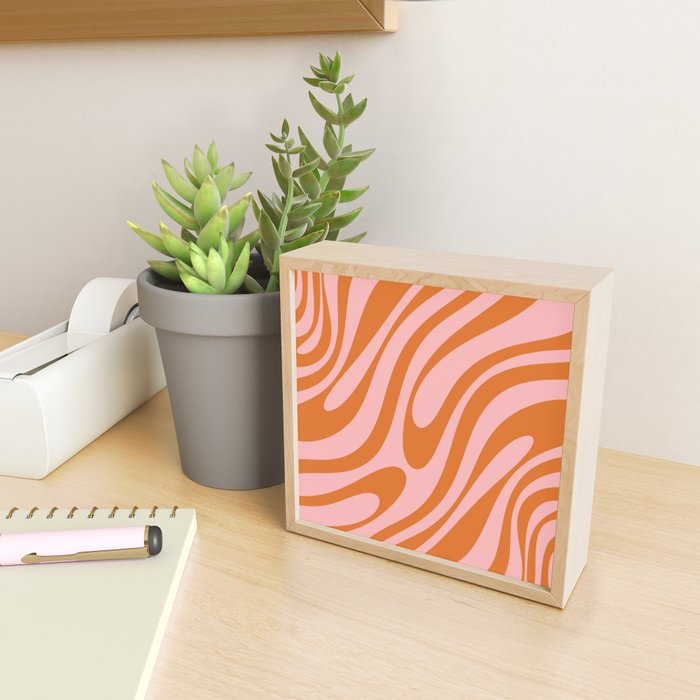 Wavy Loops Retro Abstract Pattern Pink Orange Mini Art Print Gallery Image 2