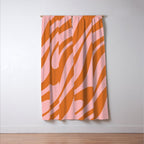 Wavy Loops Retro Abstract Pattern Pink Orange Window Curtain Gallery Image 3