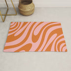 Wavy Loops Retro Abstract Pattern Pink Orange Rug Gallery Image 1