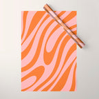 Wavy Loops Retro Abstract Pattern Pink Orange Wrapping Paper Gallery Image 1