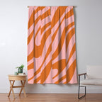 Wavy Loops Retro Abstract Pattern Pink Orange Window Curtain Gallery Image 5