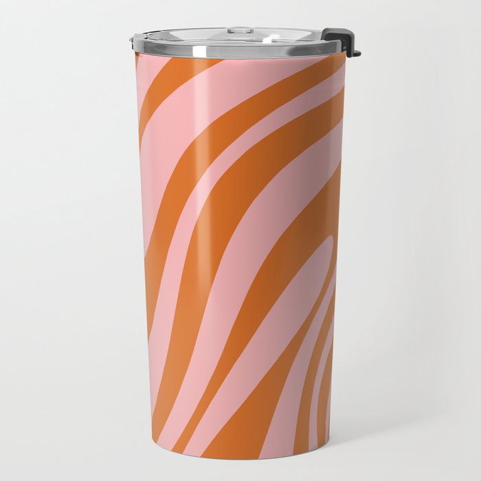 Wavy Loops Retro Abstract Pattern Pink Orange Travel Mug Gallery Image 2