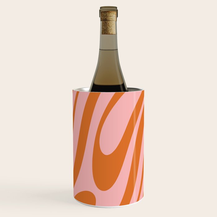 Wavy Loops Retro Abstract Pattern Pink Orange Wine Chiller Gallery Image 1