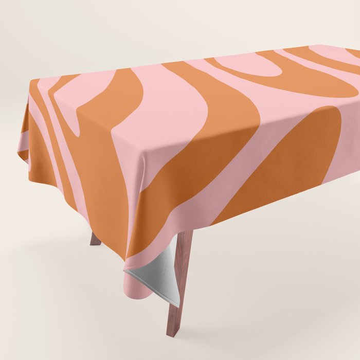 Wavy Loops Retro Abstract Pattern Pink Orange Tablecloth Gallery Image 1