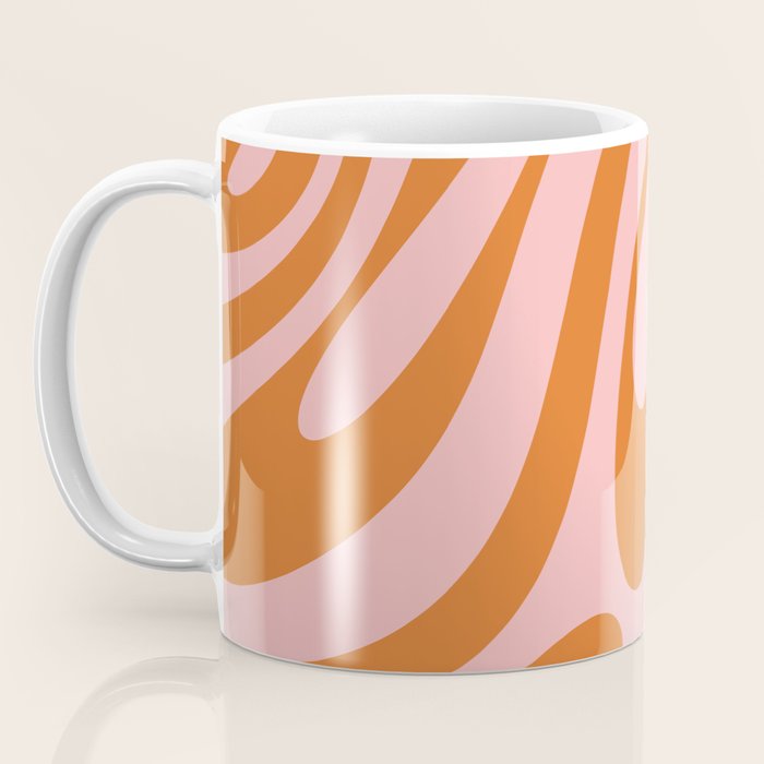 Wavy Loops Retro Abstract Pattern Pink Orange Coffee Mug Gallery Image 3