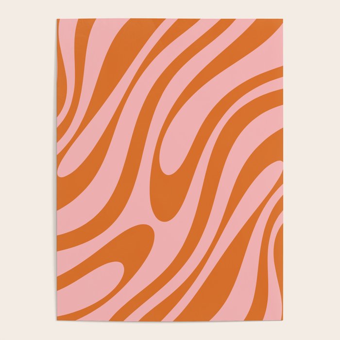 Wavy Loops Retro Abstract Pattern Pink Orange Poster Gallery Image 4