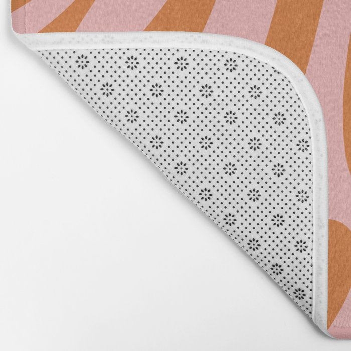 Wavy Loops Retro Abstract Pattern Pink Orange Bath Mat Gallery Image 2