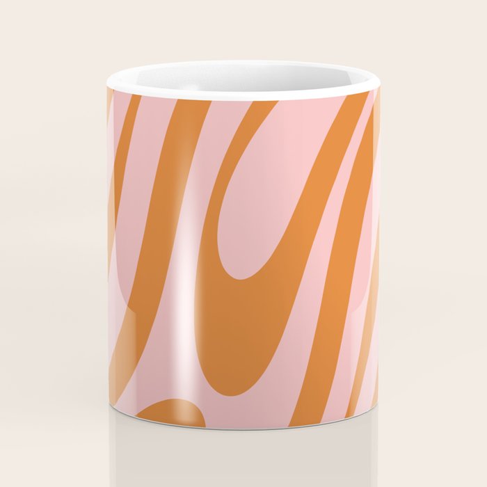 Wavy Loops Retro Abstract Pattern Pink Orange Coffee Mug Gallery Image 4