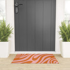 Wavy Loops Retro Abstract Pattern Pink Orange Welcome Mat Gallery Image 3
