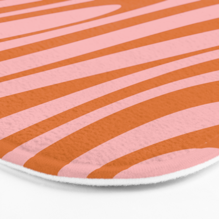 Wavy Loops Retro Abstract Pattern Pink Orange Bath Mat Gallery Image 3
