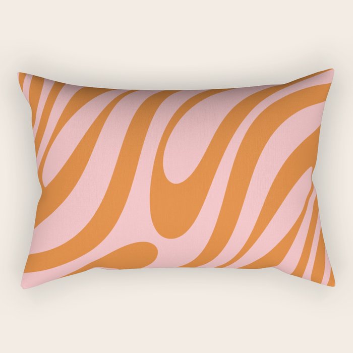 Wavy Loops Retro Abstract Pattern Pink Orange Rectangular Pillow Gallery Image 2